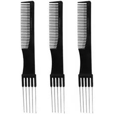 Kit 3 Pentes De Carbono Garfo Dentes Inox P/ Penteados Russo