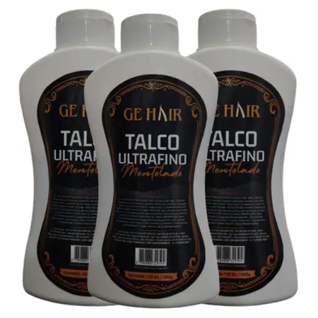 Kit 3 Talco Mentolado Ultrafino Ge Hair 200g Barbeiro Profissional Envio Imediato