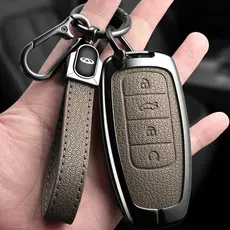 Capa de Chave de Carro em Liga de Zinco + Couro para Chery Tiggo 8 Pro 8plus Novo 5 plus 7 Max Acessórios 4142