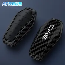 Capa Protetora de Chave de Carro em Fibra de Carbono BYD para BYD Dolphin Plus, Dolphin Mini, BYD Seal, Yuan Plus, Song