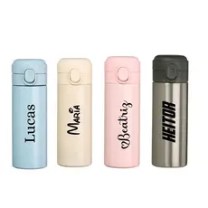Garrafa 400ml Térmica Personalizada Nome  Inox Colorida Para Café Água
