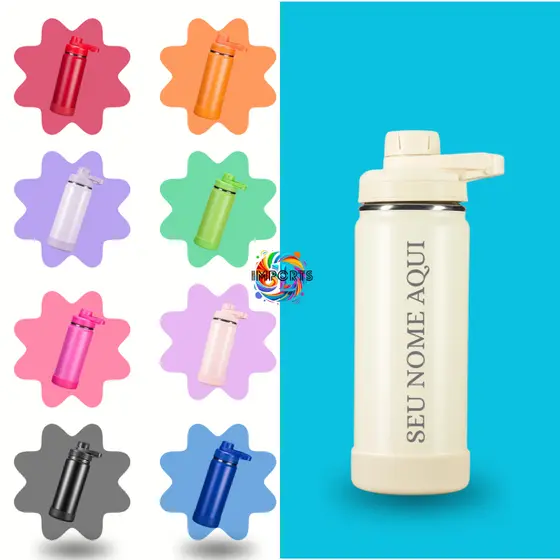 Garrafa de Água - Térmica Personalizada Com Nome 550/350ml Alça Esportiva