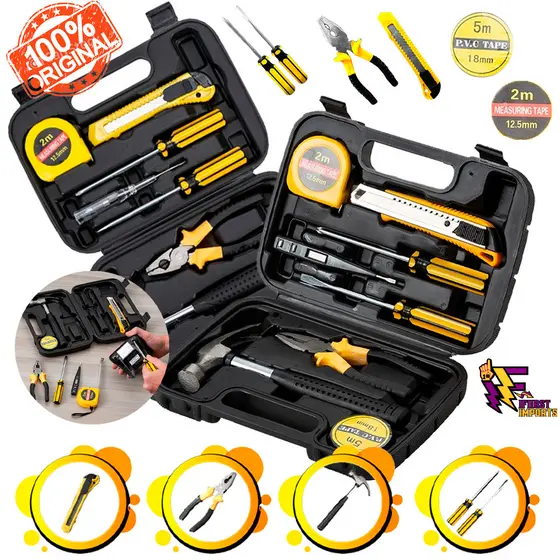 Kit Maleta Estojo De Ferramentas Reparos 8 Peças Martelo Resistente Versátil