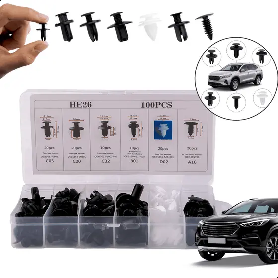Kit 100 Presilha Grampo Parabarro Parachoque Universal Carro