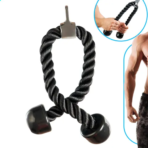 Puxador Triceps Corda Crossover Profissional Academia Preto