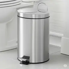 Lixeira Inox Pedal 5 litros Alça Cesto Interno Removível  Banheiro Cozinha Escritório 5L Moderna
