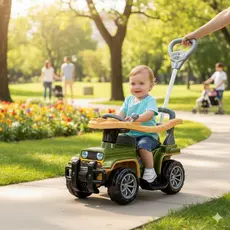 Carrinho Passeio Infantil Quadriciclo Empurrador Jip Jip Militar ou Colorido Buzina Chave Câmbio