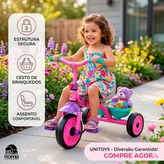 Triciclo Infantil 3 Rodas Crianças Bicicleta de 3 Rodinhas c/ Cesto Menina Menino Diversão Garantida