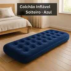 Colchão Inflável Solteiro Multiuso Resistente Aveludado Portátil Casa Camping Trilha Acampamento