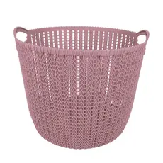 Cesto Trançado Circular Médio Rosa Antigo