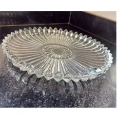 Travessa de Vidro Oval Relevo 30 cm Decorativo para Mesa Fruteira Doces Petiscos