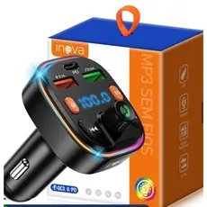 INOVA Adaptador Veicular QC3.0 + Bluetooth 5.0: Transmissor FM, MP3 Player, Áudio Estéreo Modulação