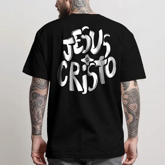 Camiseta Religiosa Cristã Streetwear Jesus Cristo Cruz Fé Camisa Masculina 100% Algodão Estampada