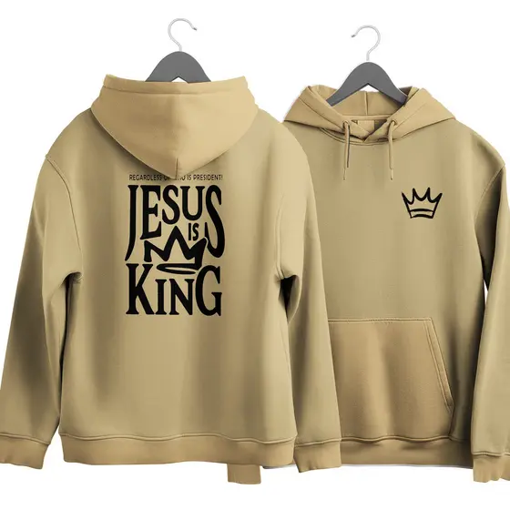 Moletom Canguru Religioso Jesus Is King Agasalho Blusa de Frio Católico Evangélico Unissex
