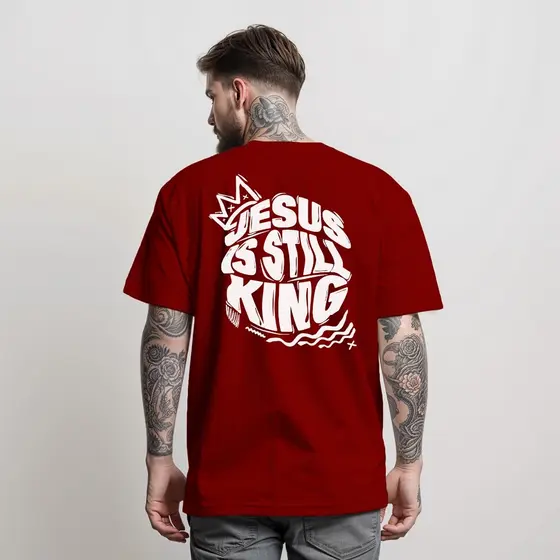 Camiseta Religiosa Jesus Is Still King T-Shirt Masculina Camisa Streetwear Regular 100% Algodão