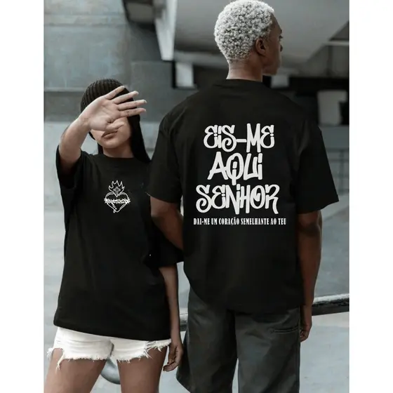Camiseta Religiosa T-shirt Cristã Regular Eis Me Aqui Unissex 100% Algodão Premium