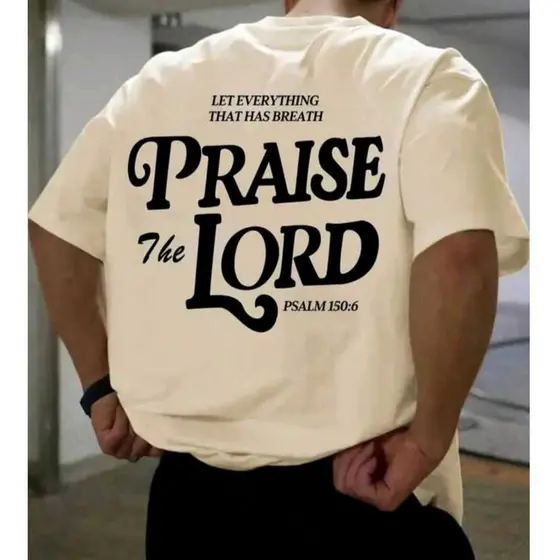 Camiseta Religiosa Cristã Praise The Lord Unissex Regular T-shirt 100% Algodão Qualidade