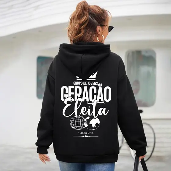 Moletom Canguru Religioso Geração Eleita Unissex Blusa Casaco de Frio Cristão