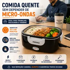 Marmita Elétrica Térmica Bivolt Portátil 1,5L Ideal Para Trabalho e Viagem Quentinho Sempre
