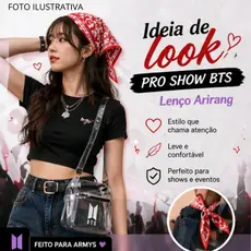 Lenço BTS ARMY Arirang | Bandana Kpop Estilo BTS | Acessório Fã BTS Brasil