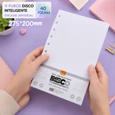 Refil A4 11 Furos Compatível BRW Caderno Inteligente 40 Folhas 90g  Pautado