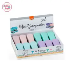 Grampeador Plástico Mini 20 Folhas BRW - Tons Pastel