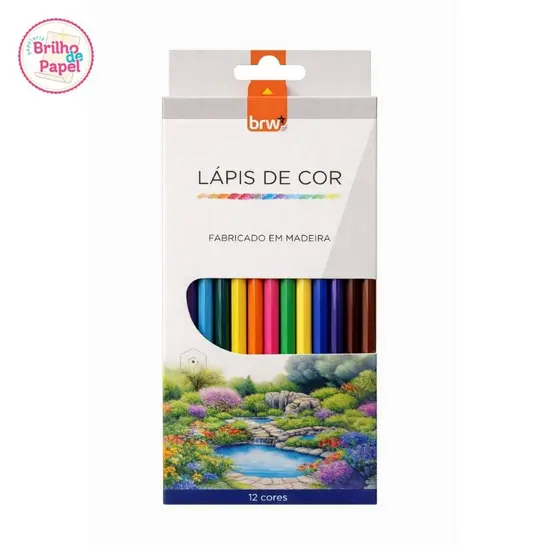 Lápis de Cor BRW – Kit com 12 Cores em madeira para Desenho e Colorir