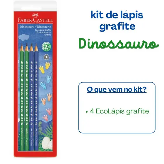 Kit Ecolápis Grafite Dinossauro C/4 unidades DINO FABER-CASTELL