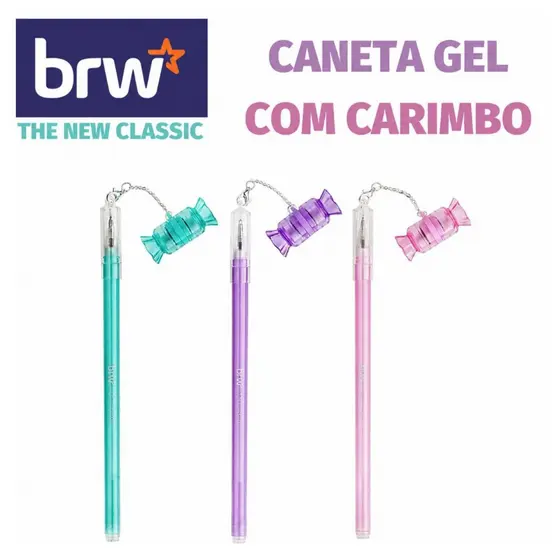 Caneta BRW Gel com Carimbo Candy Ponta Fina 0.7mm - Tom Pastel