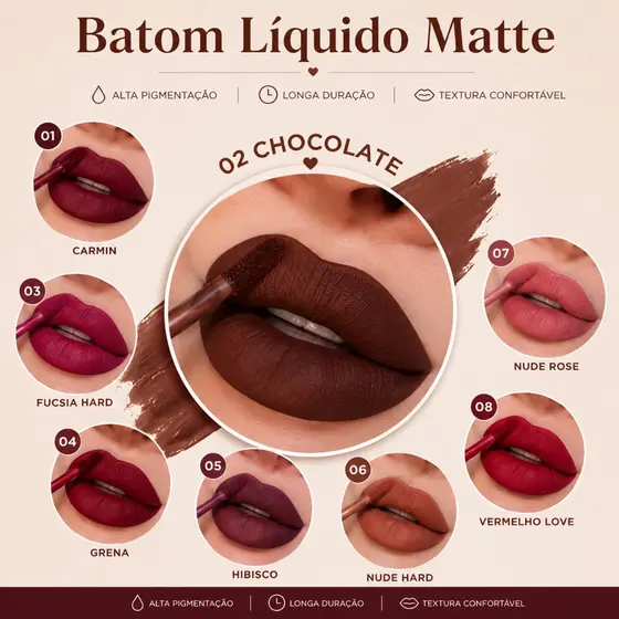 Batom Líquido Matte Mahav 4 ml Combina com Tudo