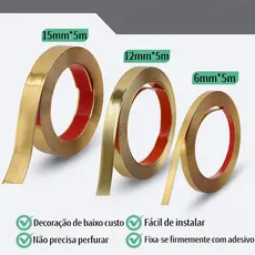 Fita metalizada para decoracao de Pvc 6mm/12mm/15mm/20mm/27/35mm Com Dupla face com 5 Metros