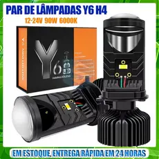 Par de Lâmpadas Y6 Super Led 6000K 120W H4 Projetor LED Mini Lente Auto Kit De Lâmpada
