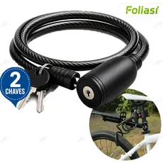 Cabo Trava Antifurto Aço 7,5mm x 65cm Cadeado Segurança Moto Bicicleta Portão Com 2 Chaves