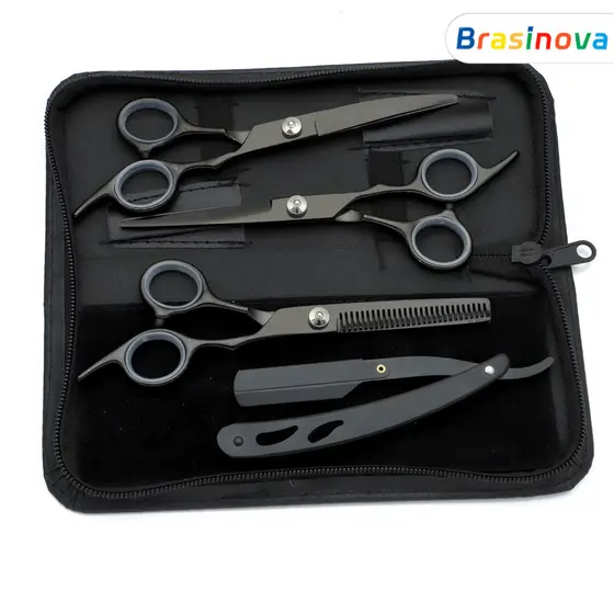 4 Kits profissionais de corte de cabelo com areia Zero, barbear dourado em aço inoxidável