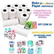 Kit 30 Bobina Térmica Rolo De Papel Branco Refil Para Mini Impressora Portátil e Câmera Instantânea
