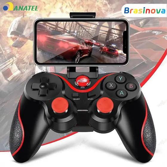 Controle Joystick Bluetooth Universal Com Cabo USB E Suporte Para Celular Tablet Android Ipad