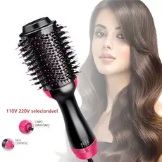 Escova 110V/220V para Cabelo Secador e Chapinha 2 em 1 - Alisa e Enrola em 5 Minutos