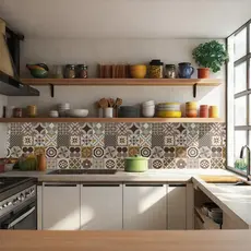 Papel de Parede Cozinha Lavavel Meia Parede Revestimento de Parede Azulejos Autocolante