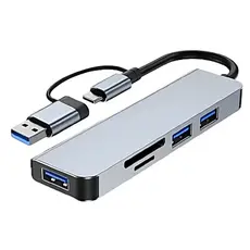Hub Usb 3.0 E Usb Tipo C Tomate Mst-013 Leitor De Cartão Cor Preto