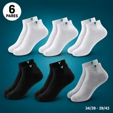 Kit 6 Pares Meia Soquete Cano Curto Masculina Feminina Unissex Algodão Escolar Social Esportiva 34/39 39/43 Confortável