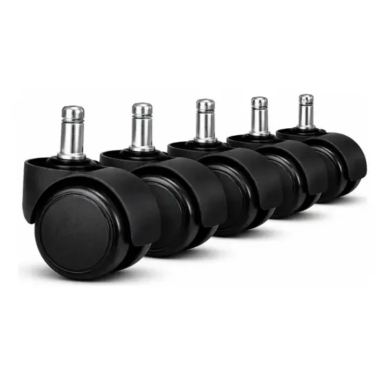 Kit 5 Rodinhas Rodízio Cadeira Escritório Silicone Anti Risco Preto