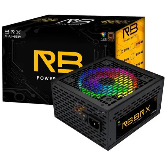 **Fonte ATX 650W Rainbow RGB Automática BRX 80 Plus Bronze** Vendo fonte de alimentação BRX Rainbow RGB 650W, modelo co