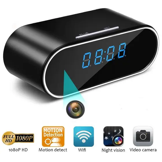 Relógio Espião Câmera Full Hd Visão Noturna Sensor Movimento Cor Preto