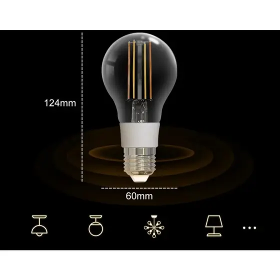 lâmpada de filamento inteligente 7w lâmpada de luz led e27 iluminação regulável 806lm trabalho com vida inteligente alex
