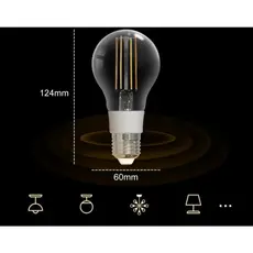 lâmpada de filamento inteligente 7w lâmpada de luz led e27 iluminação regulável 806lm trabalho com vida inteligente alex