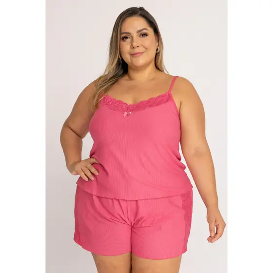 Baby Doll Feminino Plus Size Canelado Mid Size Conforto Pijama
