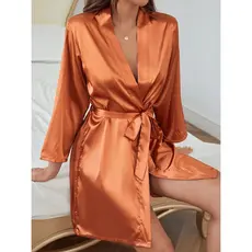 Robe de Cetim Madrinhas Na Cor Terracota