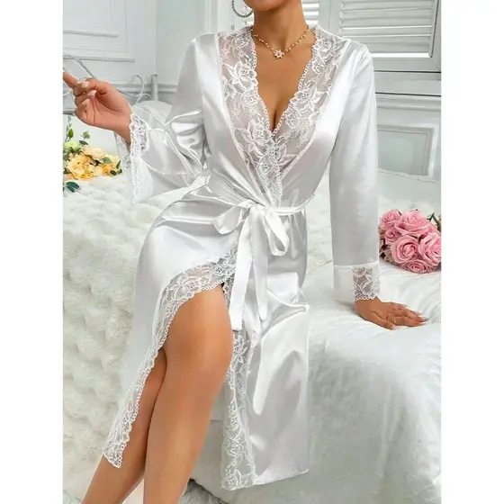 Robe de Cetim com Renda Luxuoso - Conforto, Elegância e Sensual para Você!