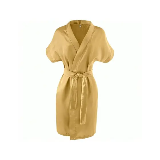 Robe Cetim Roupão Feminino Elegante Noiva e Madrinha -- Amarelo Manteiga