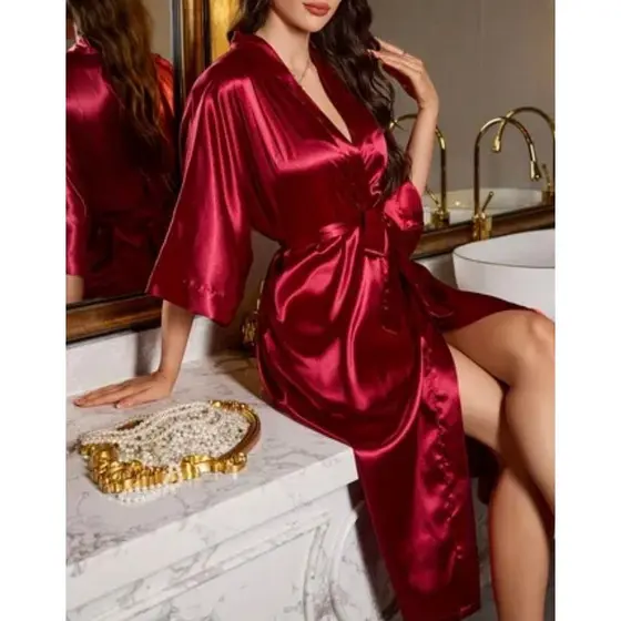 Robe Feminino de Cetim Elegante – O Presente Perfeito de Natal!